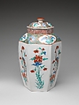 Hexagonal jar with Flower and Bird Decoration (one of a pair), Porcelain with overglaze enamels (Arita ware, Kakiemon type), Japan