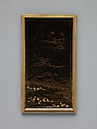 Tiered Box with Reeds and Crane, Black lacquer ground with gold and silver hiramaki-e, Japan