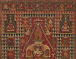 Ushnishavijaya Enthroned in the Womb of a Stupa, Distemper on cloth, Nepal