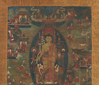 Buddha Shakyamuni and Scenes of His Previous Lives (Jataka Tales), Distemper on cloth, Tibet