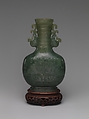Vase with archaic designs, Green chalcedony, China