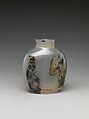 Snuff Bottle with the Artist Mi Fu Bowing to a Rock, Chalcedony, China