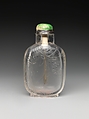 Snuff Bottle with Orchids, Rock crystal with jadeite stopper, China