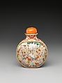 Snuff Bottle with One Hundred Children, Porcelain with overglaze enamel colors, coral stopper, China
