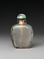 Snuff Bottle, Rock crystal with jadeite stopper, China