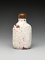 Snuff Bottle, Coral root with amber stopper, China