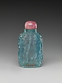 Snuff Bottle with Floral Design, Aquamarine with rose quartz stopper, China