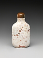 Snuff Bottle, Coral root with amber stopper, China