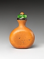 Snuff Bottle, Engraved gourd with glass stopper, China