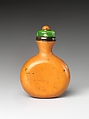 Snuff Bottle, Engraved gourd with glass stopper, China