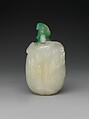 Snuff bottle with stopper, Pure white nephrite, China