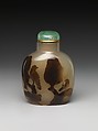 Snuff Bottle with Two Eagles, Chalcedony with jadeite stopper, China