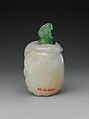 Snuff bottle with stopper, Pure white nephrite, China