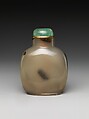 Snuff Bottle with Two Eagles, Chalcedony with jadeite stopper, China