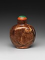 Snuff Bottle with Gold Sparkles, Aventurine glass, China