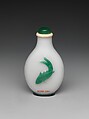 Snuff bottle with fish, Overlay glass with ivory-and-glass stopper, China