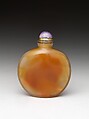 Snuff Bottle, Murrhina agate with amethyst stopper, China