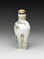 Snuff Bottle with Figures in a Garden, Painted enamel on glass, China