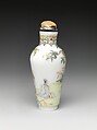 Snuff Bottle with Figures in a Garden, Painted enamel on glass, China