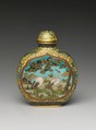 Snuff Bottle with Cranes under a Pine Tree, Cloisonné enamel, China