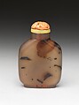 Snuff Bottle with Old Man Riding a Donkey, Chalcedony with coral stopper, China