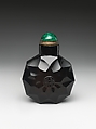 Snuff Bottle with the Chinese Character of Longevity, Smoky quartz with glass stopper, China