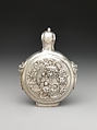 Snuff Bottle with Lions, Silver, China