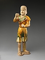 Horse groom, Earthenware with three-color (sancai) glaze and pigment, China