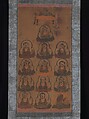 Ōtsu-e of Thirteen Buddhist Deities, Hanging scroll; ink, color, and woodblock print on paper, Japan