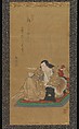 The Actor Arashi Kitsusaburō I (Kichisaburō II) as Prince Koretaka, Shunkōsai Hokushū (Japanese, active 1808–32), Hanging scroll; ink and color on silk, Japan