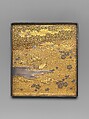 Writing Box with Warbler in Plum Tree, Lacquered wood with gold and silver takamaki-e, hiramaki-e, togidashimaki-e on nashiji ground, Japan