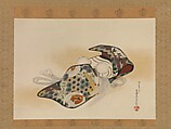 Mask for the Noh Play Okina, Shibata Zeshin (Japanese, 1807–1891), Hanging scroll; pigments, lacquer, mother-of-pearl, gold foil, and ink on paper , Japan