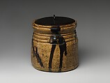 Water jar, Clay covered with glaze and iron-brown splashes; black lacquer cover (Ki [yellow] Seto ware), Japan