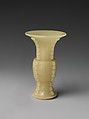 Miniature vase in the shape of an ancient ritual vessel (gu), Jade (nephrite), China