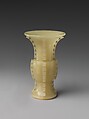 Miniature vase in the shape of an ancient ritual vessel (gu), Jade (nephrite), China