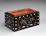 Box decorated with flowers and clouds, Lacquer inlaid with mother-of-pearl, tortoiseshell, and brass wire, Korea