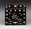 Box decorated with flowers and clouds, Lacquer inlaid with mother-of-pearl, tortoiseshell, and brass wire, Korea