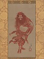 Red Zhong Kui, the Demon Queller, Katsushika Hokusai (Japanese, Tokyo (Edo) 1760–1849 Tokyo (Edo)), Hanging scroll; ink and color on silk, Japan