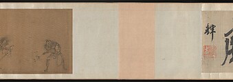 The Demon Queller Zhong Kui Giving His Sister Away in Marriage, Yan Geng (active late 13th century), Handscroll; ink on silk, China