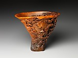 Cup with figures in a landscape, Rhinoceros horn, China