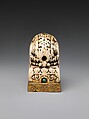 Seal with mantra in Vartu script, Ivory, turquoise, and iron damascened with gold, China