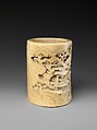 Brush holder with narrative scene, Ivory, China
