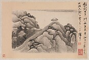 Landscapes with Poems, Gong Xian (Chinese, 1619–1689), Three leaves from an album (1980.516.2a–c and 1981.4.1a–o) of eighteen leaves, China