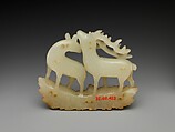 Ornament with deer, Jade (nephrite), China