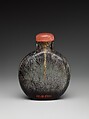 Snuff bottle, Rock crystal with pink tourmaline stopper, China