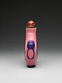 Snuff bottle with demon queller Zhong Kui, Overlay glass with coral stopper, China