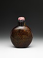 Snuff Bottle, Aventurine glass with tourmaline stopper, China
