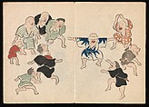 Kōrin Picture Album (Kōrin gafu) 光琳画譜, Nakamura Hōchū 中村芳中 (Japanese, died 1819), Woodblock printed book in two volumes (orihon, accordion-style); ink and color on paper, Japan