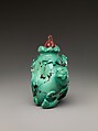 Snuff bottle with pomegranates and bat, Turquoise with pink glass stopper, China