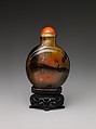 Snuff Bottle, Murrhina agate with coral stopper, China